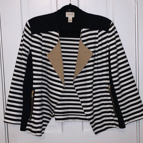 Chico's Jackets & Blazers - CHICO’S STRIPED OPEN FRONT JACKET